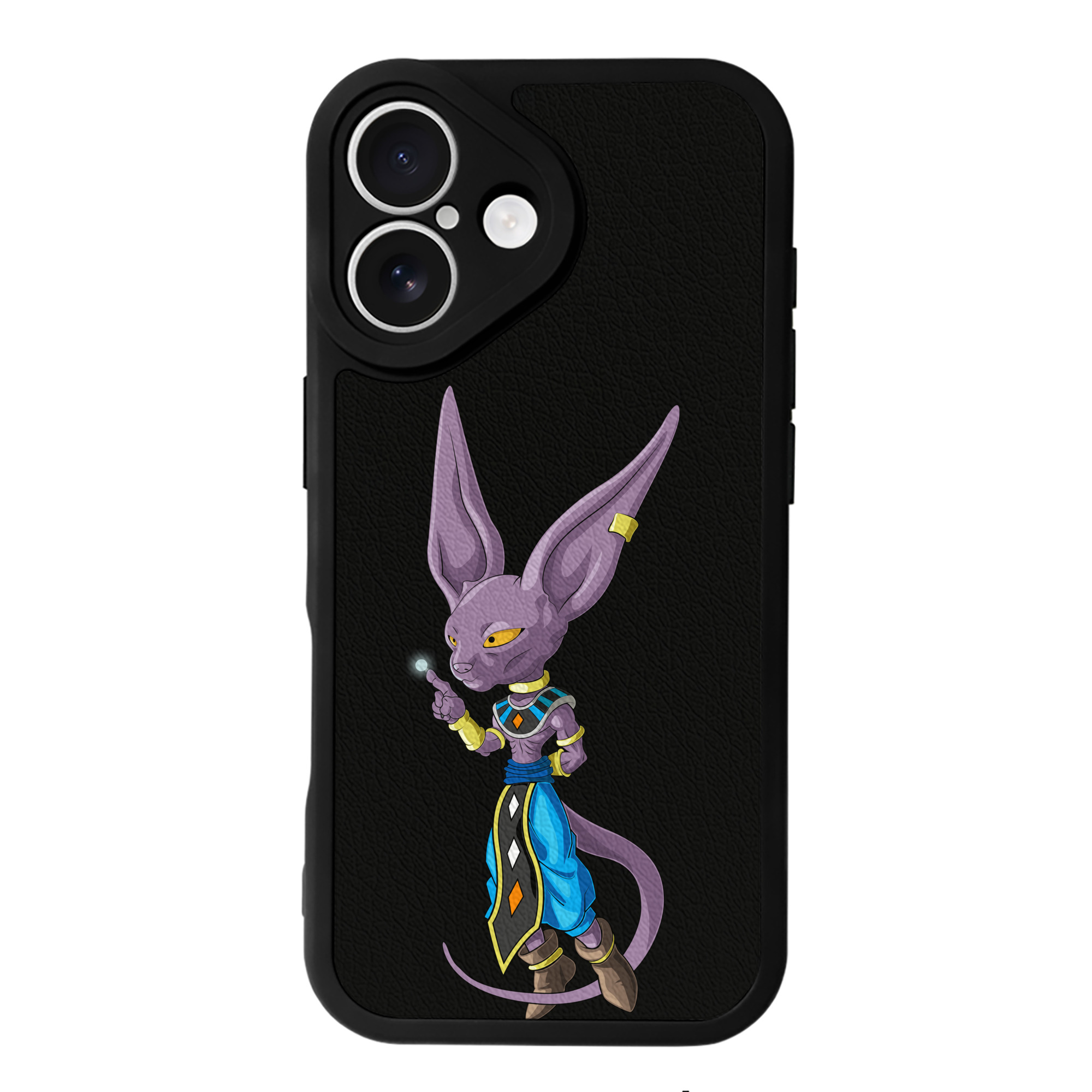 （画像用） ドラゴンボール ビルス 破壊神ビルス DRAGON BALL Beerus Birusu 【iPhone 16シリーズ対応】シリコンスマホケース（レザー調） 材質：シリコン